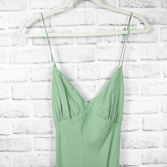 Madewell Green Cami Sleeveless Sweetheart A Line Slip Midi Dress Women Size 8 - Picture 4 of 11